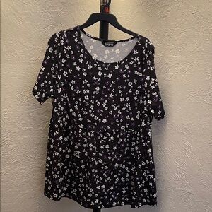BloomChic Black Tunic with Purple and White Floral Print